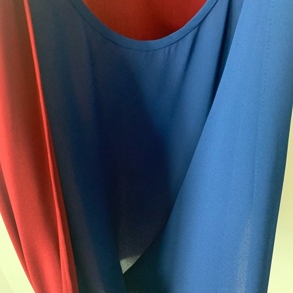 BCBGMaxAzria Surplice Drape Top Red Blue  XXS - Picture 5 of 8